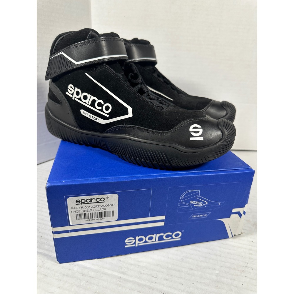 Sparco Pit Stop Crew 9 Black Racing Shoes Mens Mid Top Suede Boots 0012CREW009NR